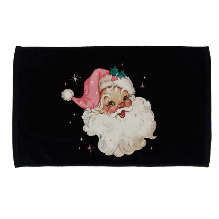 Vintage Retro Santa Christmas Pink Hat Microfiber Hand Towel