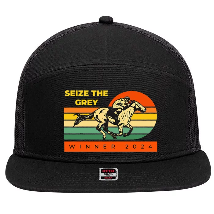 Vintage Racing Seize The Grey Betting 7 Panel Mesh Trucker Snapback Hat