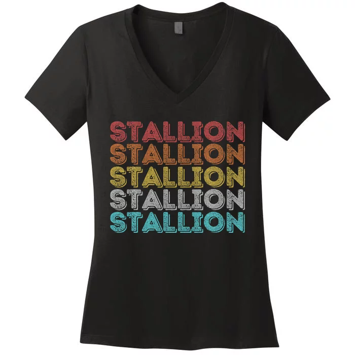 Vintage Retro Stallion Women's V-Neck T-Shirt