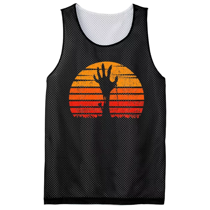 Vintage Retro Sunset Halloween Zombie Hand Scary Costume Mesh Reversible Basketball Jersey Tank