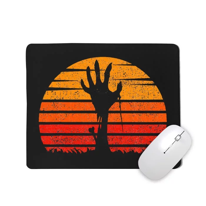 Vintage Retro Sunset Halloween Zombie Hand Scary Costume Mousepad