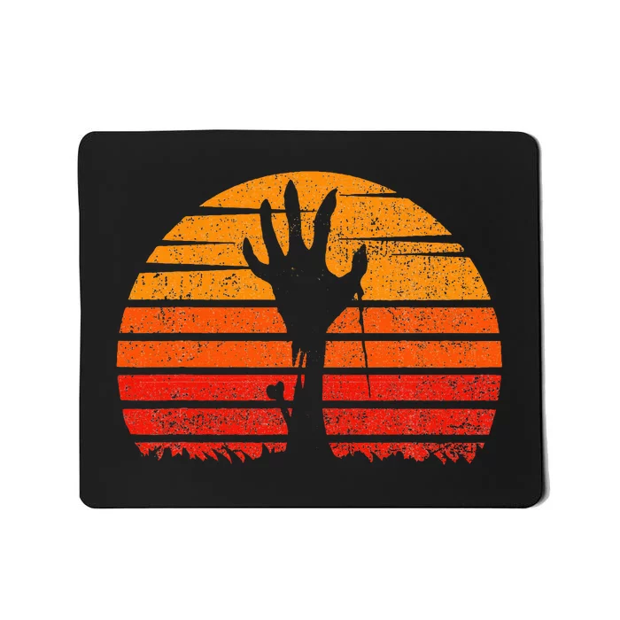 Vintage Retro Sunset Halloween Zombie Hand Scary Costume Mousepad