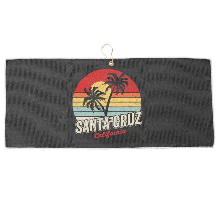 Vintage Retro Santa Cruz California Beach Sunset Large Microfiber Waffle Golf Towel