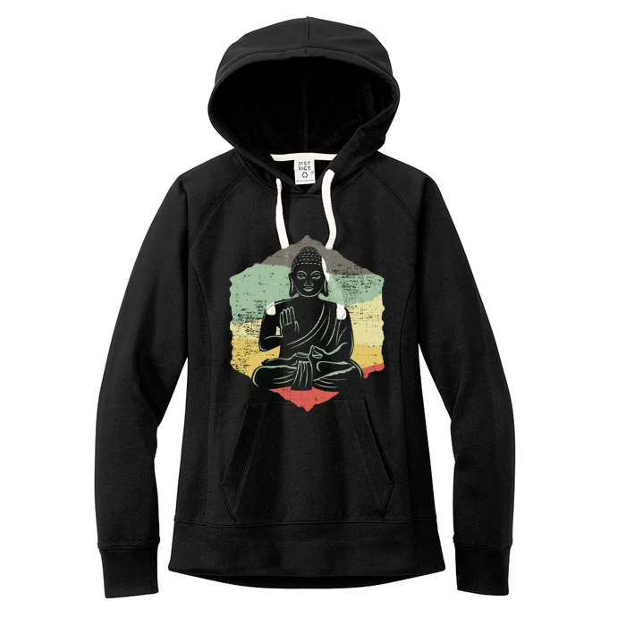 Vintage Retro Style Buddha Meditation Gift Design Idea Cool Gift Women's Fleece Hoodie