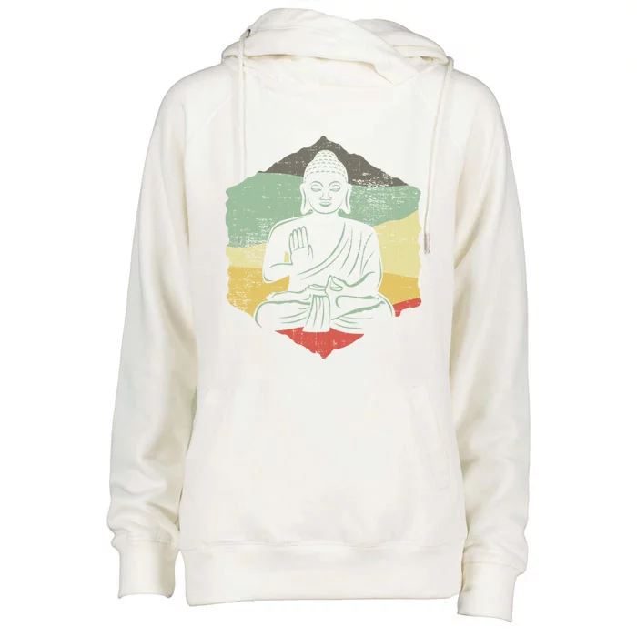 Vintage Retro Style Buddha Meditation Gift Design Idea Cool Gift Womens Funnel Neck Pullover Hood