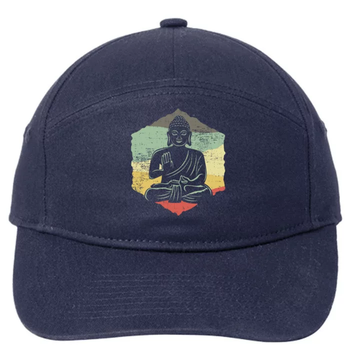 Vintage Retro Style Buddha Meditation Gift Design Idea Cool Gift 7-Panel Snapback Hat