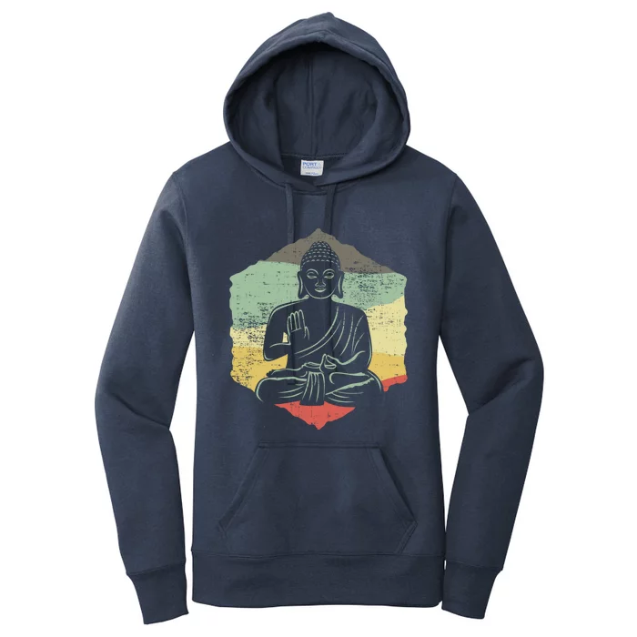 Vintage Retro Style Buddha Meditation Gift Design Idea Cool Gift Women's Pullover Hoodie