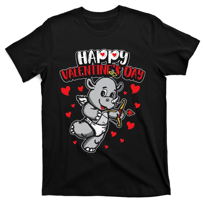 Valentine's Rhino Sweet Cupid Animals Rhinoceros T-Shirt