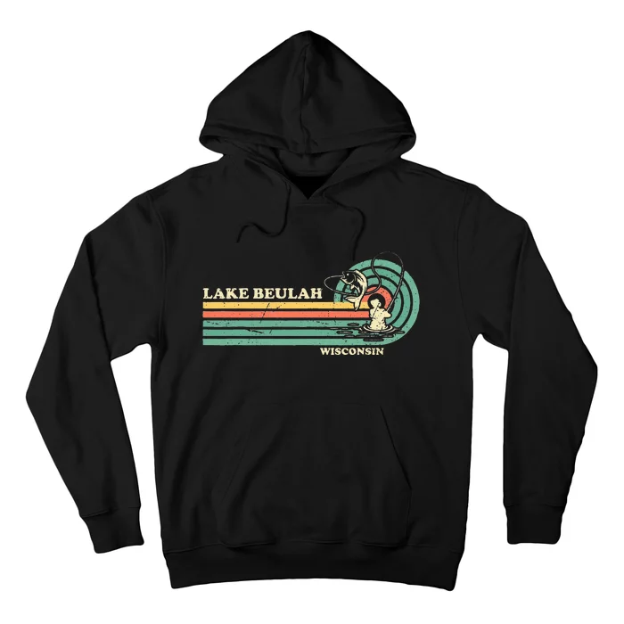 Vintage Retro Summer Fishing Wisconsin Beulah Lake Hoodie