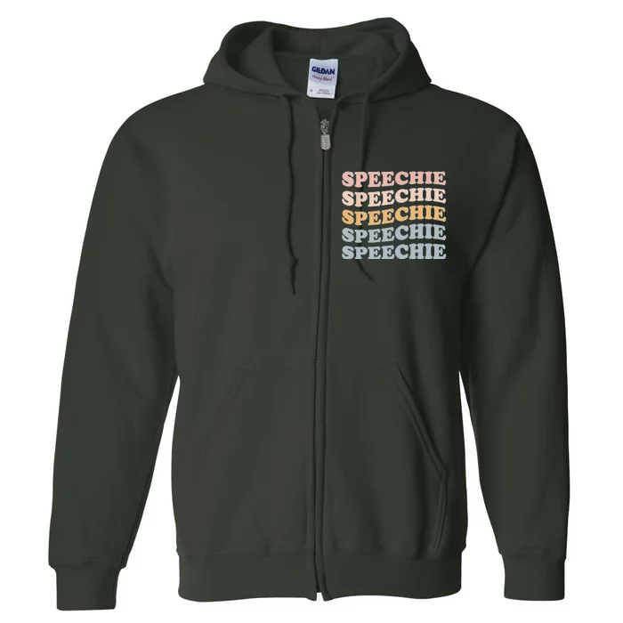 V4Z5 Retro Speechie Speech Language Pathologist Therapy Full Zip Hoodie