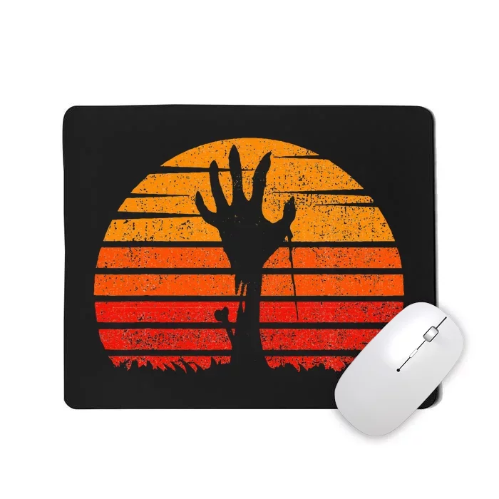 Vintage Retro Sunset Halloween Zombie Hand Scary Mousepad