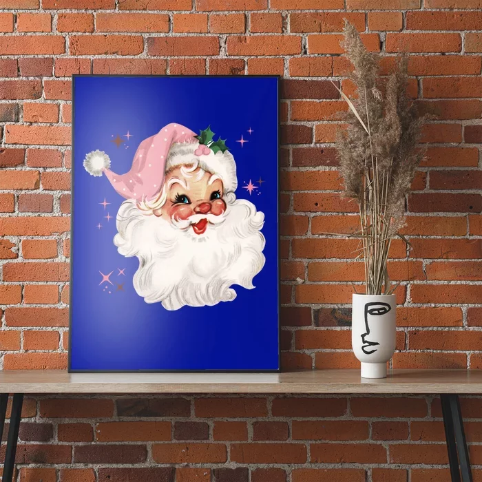 Vintage Retro Santa Chirstmas Funny Gift Pink Hat Claus Funny Gift Poster