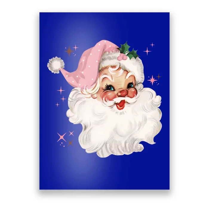 Vintage Retro Santa Chirstmas Funny Gift Pink Hat Claus Funny Gift Poster