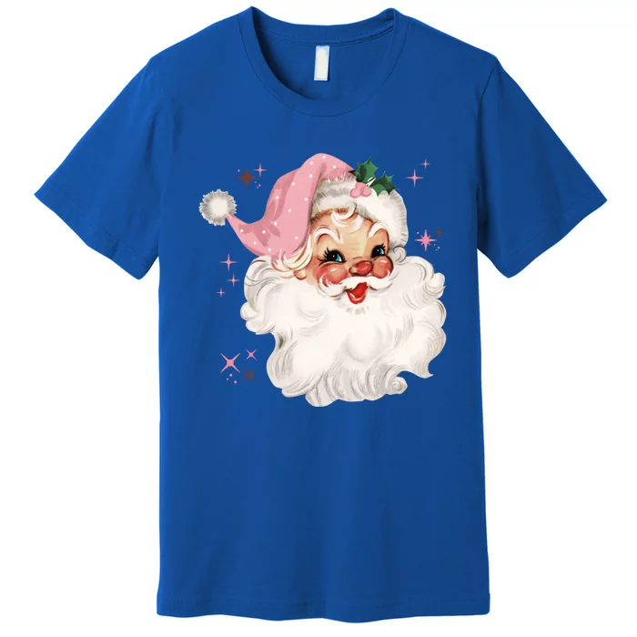 Vintage Retro Santa Chirstmas Funny Gift Pink Hat Claus Funny Gift Premium T-Shirt