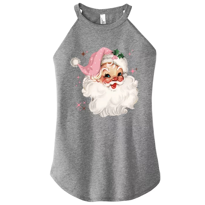 Vintage Retro Santa Chirstmas Funny Gift Pink Hat Claus Funny Gift Women’s Perfect Tri Rocker Tank