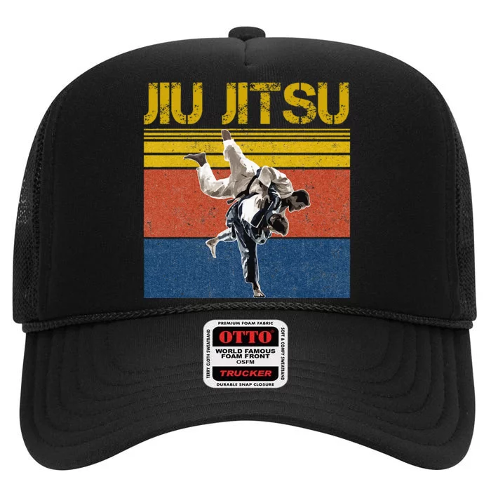 Vintage Retro Style Funny Brazilian Jiu Jitsu Great BJJ High Crown Mesh Trucker Hat