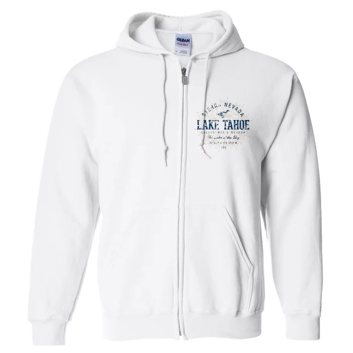 Vintage Retro Style Lake Tahoe Full Zip Hoodie