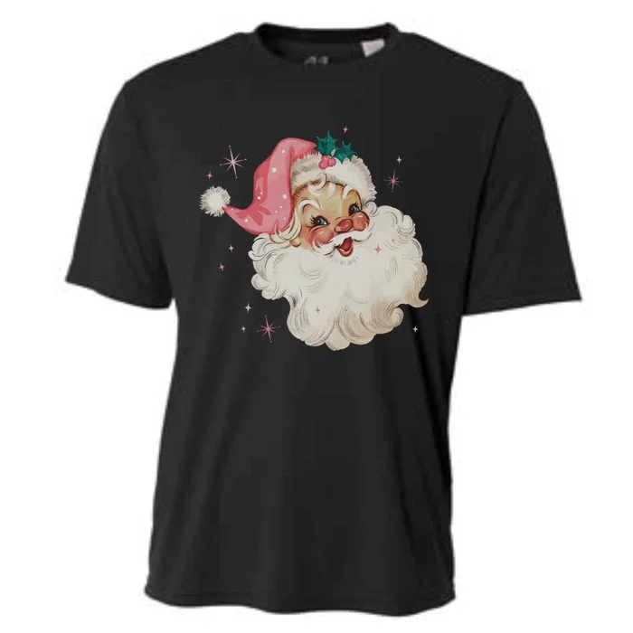 Vintage Retro Santa Christmas Pink Hat Cool Gift Cooling Performance Crew T-Shirt