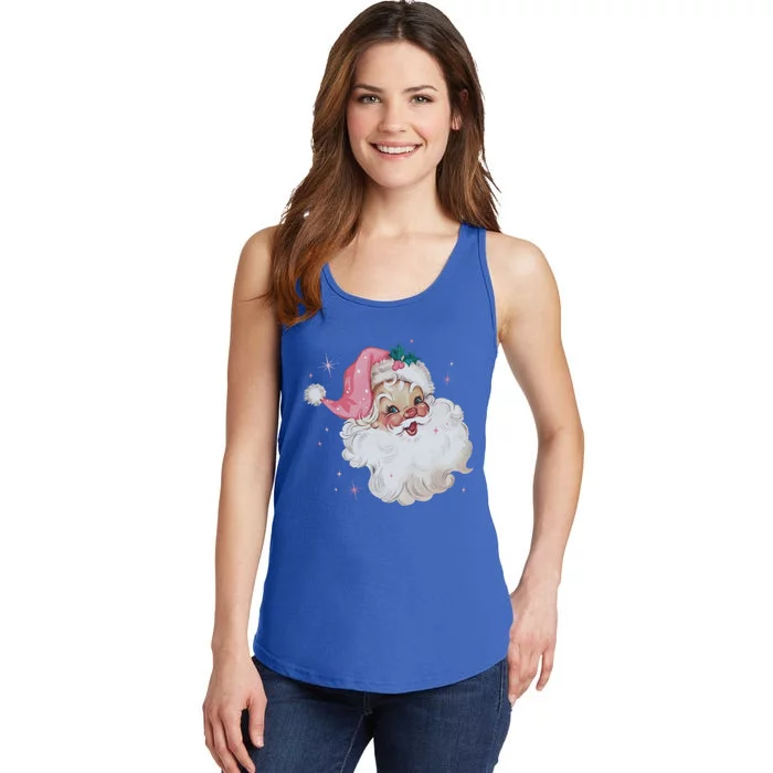 Vintage Retro Santa Christmas Pink Hat Cool Gift Ladies Essential Tank