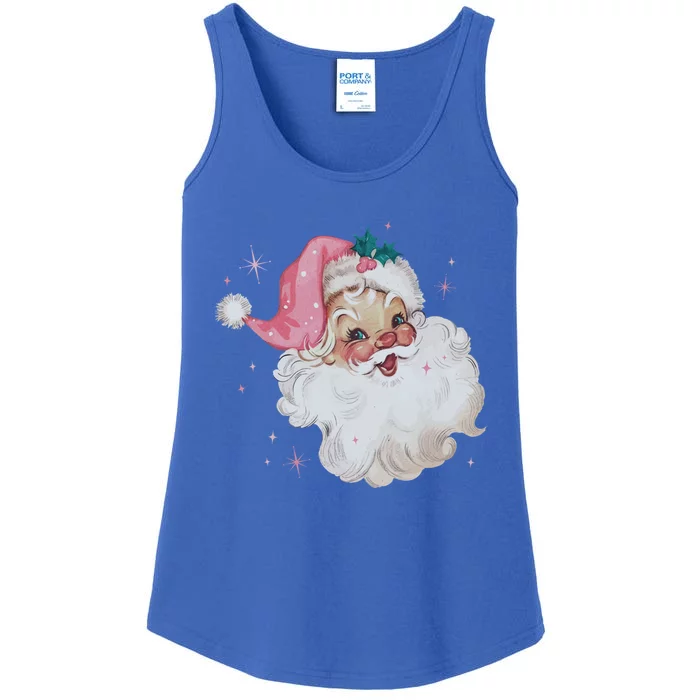 Vintage Retro Santa Christmas Pink Hat Cool Gift Ladies Essential Tank