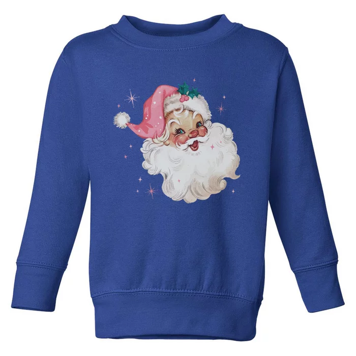 Vintage Retro Santa Christmas Pink Hat Cool Gift Toddler Sweatshirt