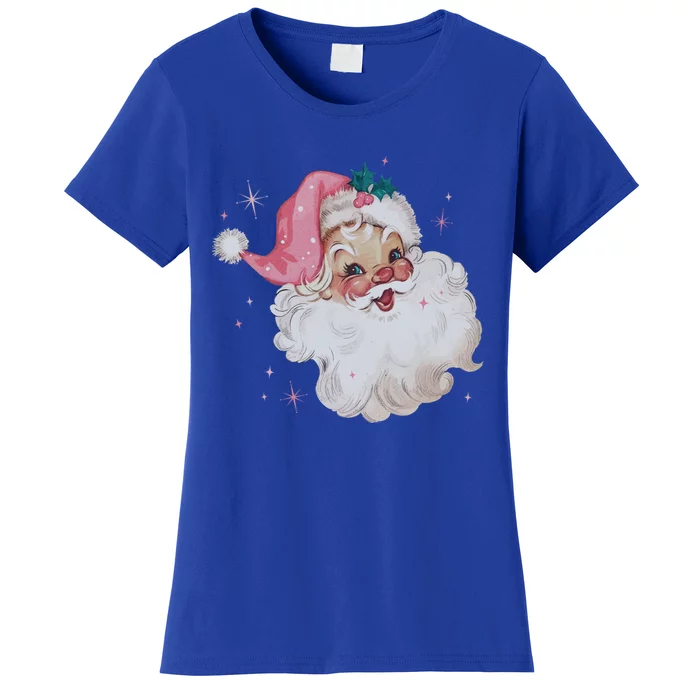 Vintage Retro Santa Christmas Pink Hat Cool Gift Women's T-Shirt