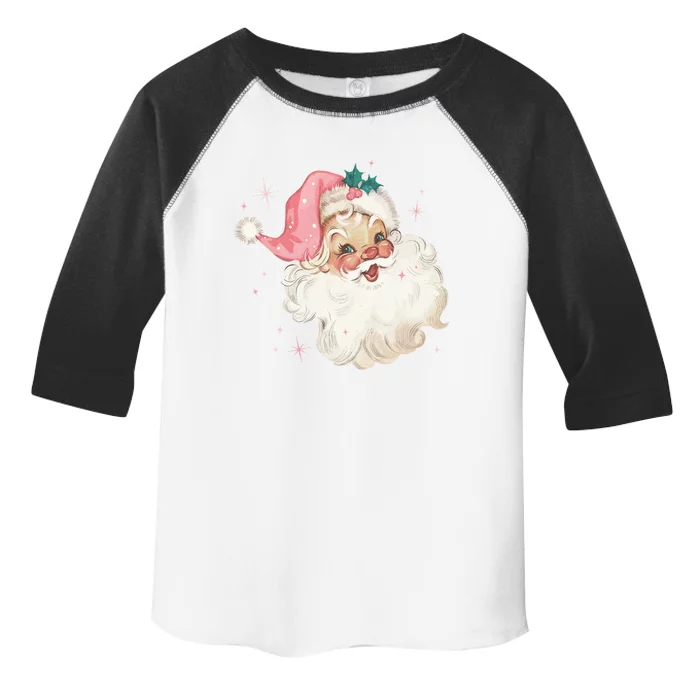 Vintage Retro Santa Christmas Pink Hat Cool Gift Toddler Fine Jersey T-Shirt