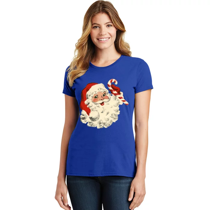 Vintage Retro Santa Claus Candy Cane Christmas Holiday Gift Women's T-Shirt