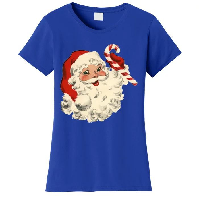 Vintage Retro Santa Claus Candy Cane Christmas Holiday Gift Women's T-Shirt