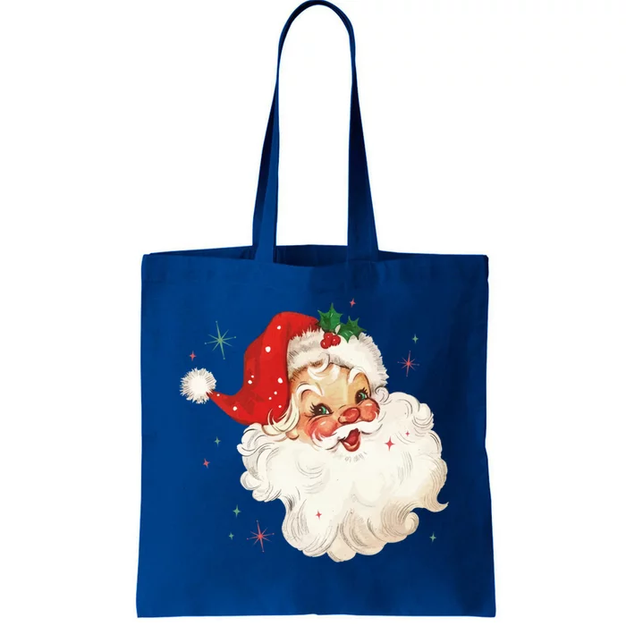 Vintage Retro Santa Wearing Hat Christmas Pajama Xmas Gift Tote Bag