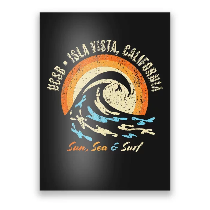 Vintage Retro Surf Style Isla Vista College Apparel Poster