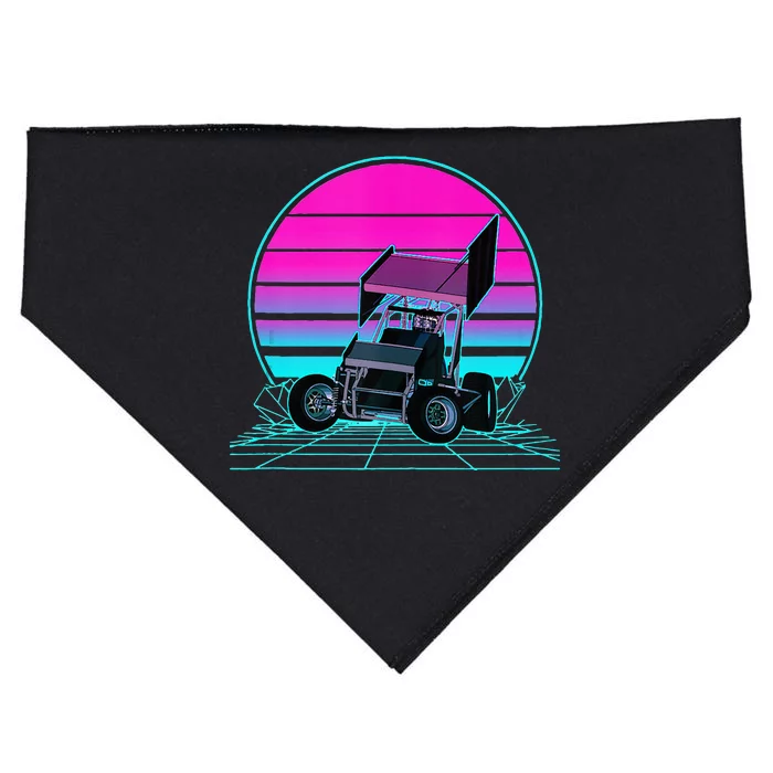 Vintage Retro Sunset Sprint Car Racing USA-Made Doggie Bandana