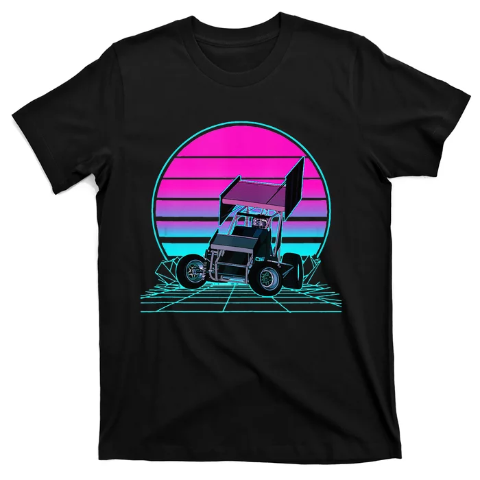 Vintage Retro Sunset Sprint Car Racing T-Shirt