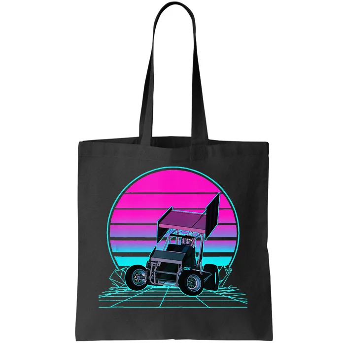 Vintage Retro Sunset Sprint Car Racing Tote Bag