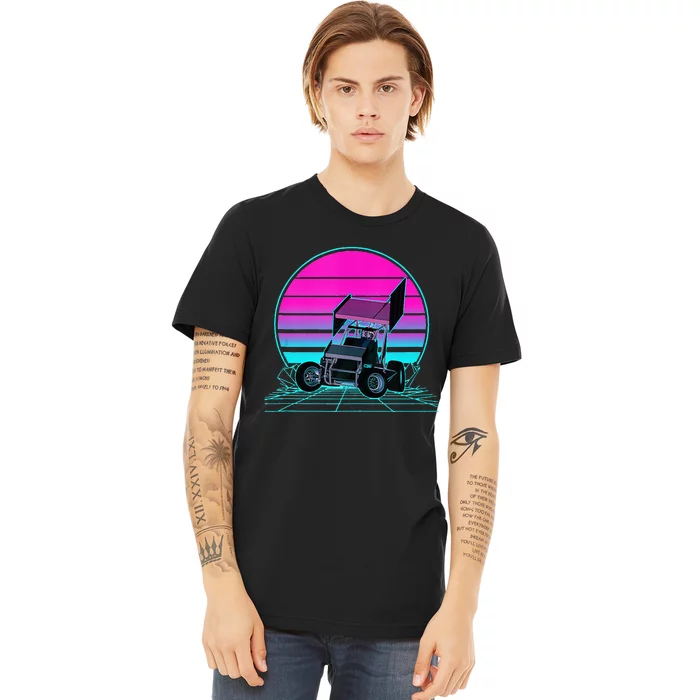 Vintage Retro Sunset Sprint Car Racing Premium T-Shirt