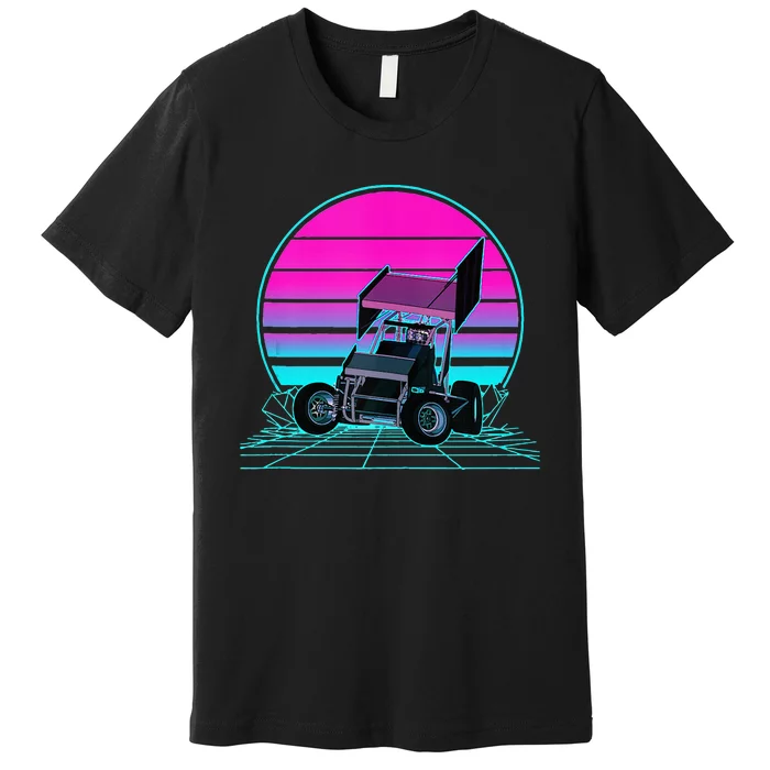 Vintage Retro Sunset Sprint Car Racing Premium T-Shirt