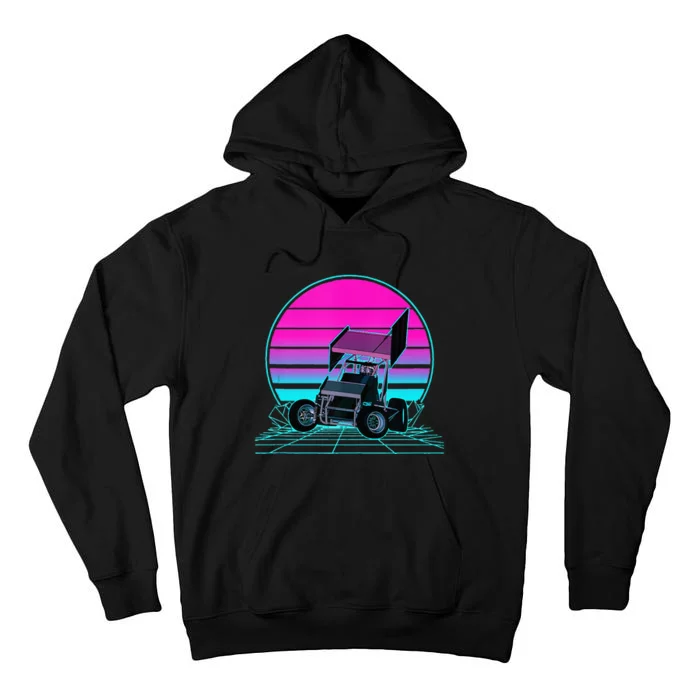 Vintage Retro Sunset Sprint Car Racing Tall Hoodie