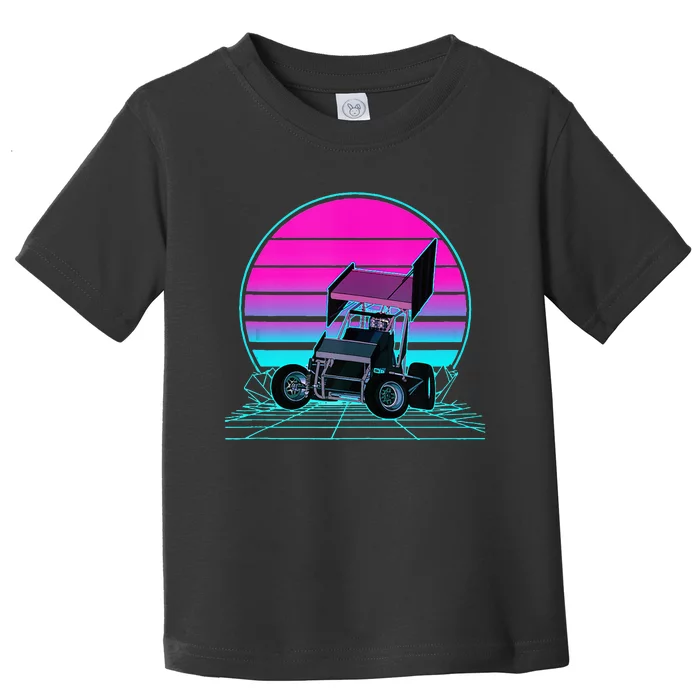 Vintage Retro Sunset Sprint Car Racing Toddler T-Shirt