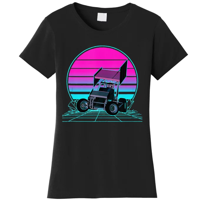 Vintage Retro Sunset Sprint Car Racing Women's T-Shirt