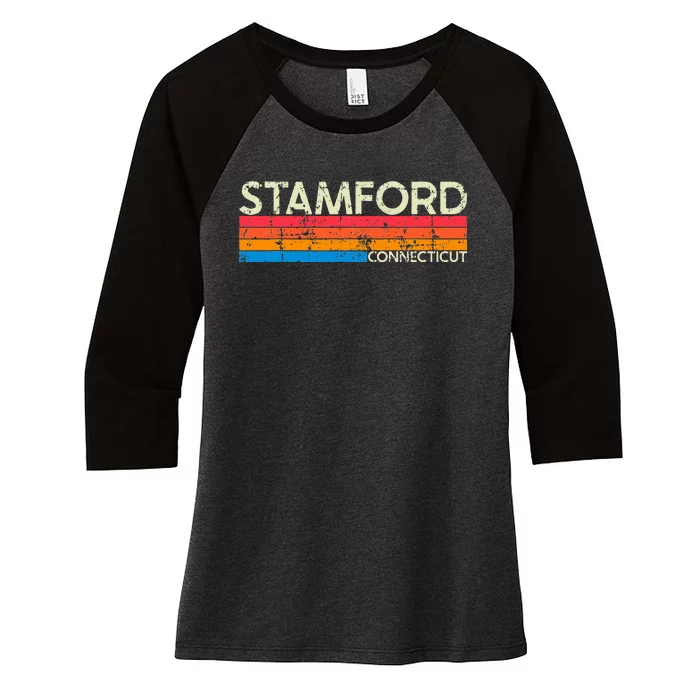 Vintage Retro Stamford Connecticut Women's Tri-Blend 3/4-Sleeve Raglan Shirt