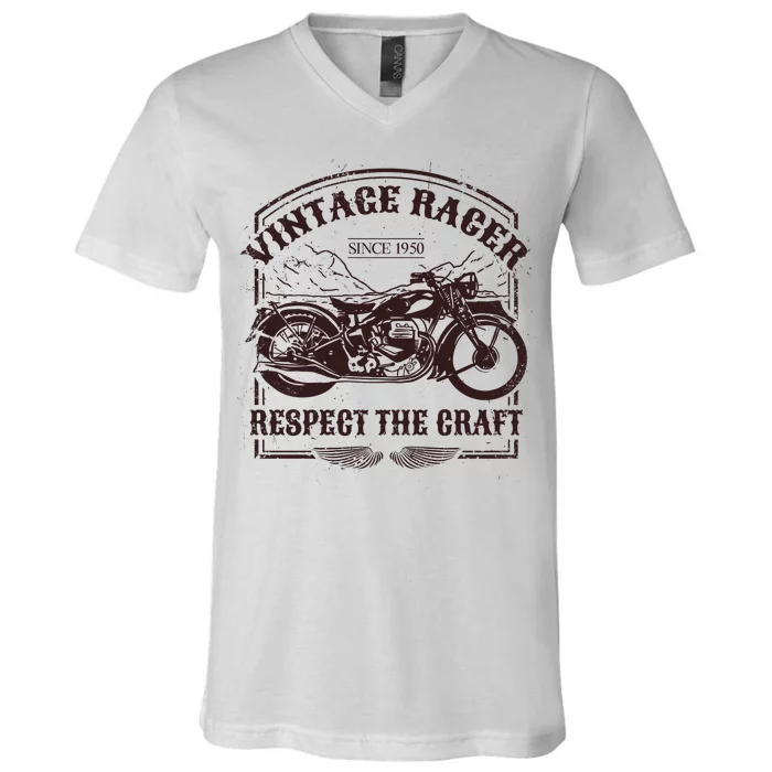 Vintage Racer Since 1950 Motorcycle V-Neck T-Shirt