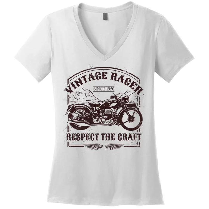 Vintage Racer Since 1950 Motorcycle Women's V-Neck T-Shirt