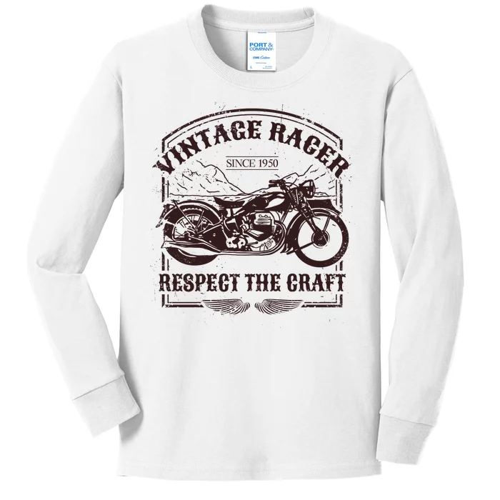 Vintage Racer Since 1950 Motorcycle Kids Long Sleeve Shirt