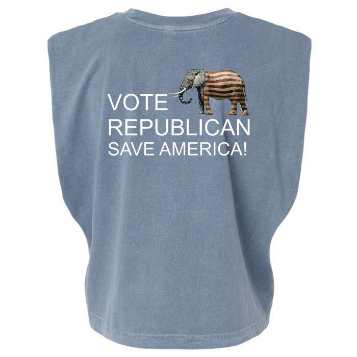 Vote Republican Save America Front and Back Front & Back Garment-Dyed Women's Muscle Tee