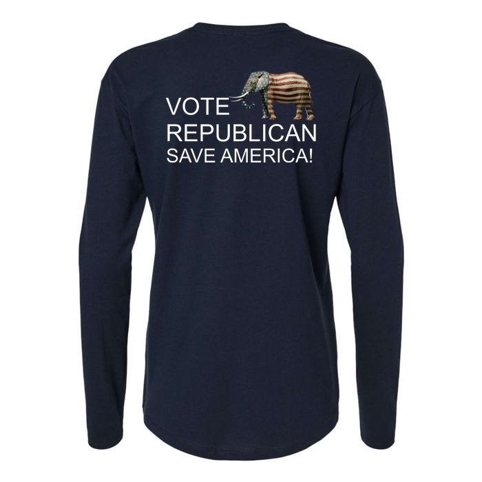 Vote Republican Save America Front and Back Front & Back Womens Cotton Relaxed Long Sleeve T-Shirt