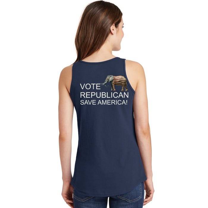 Vote Republican Save America Front and Back Front & Back Ladies Essential Tank