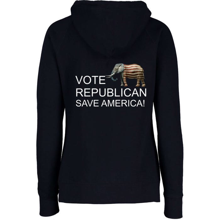 Vote Republican Save America Front and Back Front & Back Womens Funnel Neck Pullover Hood