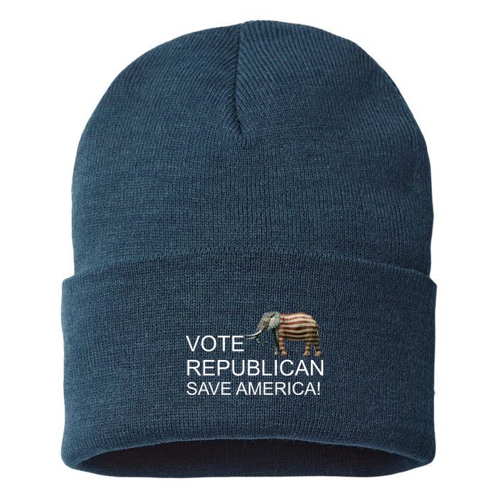 Vote Republican Save America Front and Back Front & Back Sustainable Knit Beanie