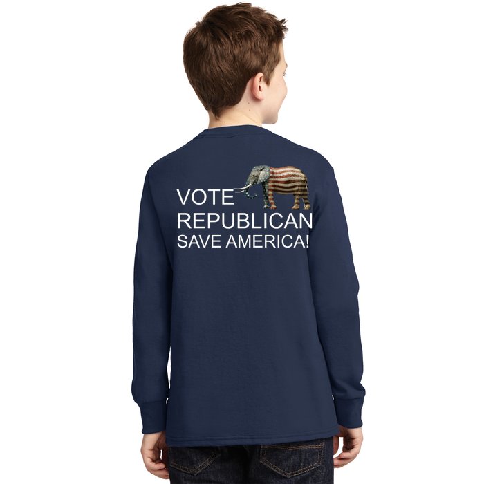 Vote Republican Save America Front and Back Front & Back Kids Long Sleeve Shirt