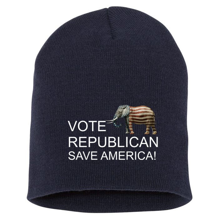 Vote Republican Save America Front and Back Front & Back Short Acrylic Beanie